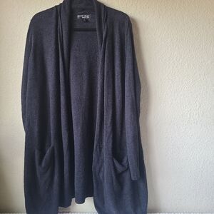 Barefoot Dreams Cozy Black Open Front Cardigan Size 1X